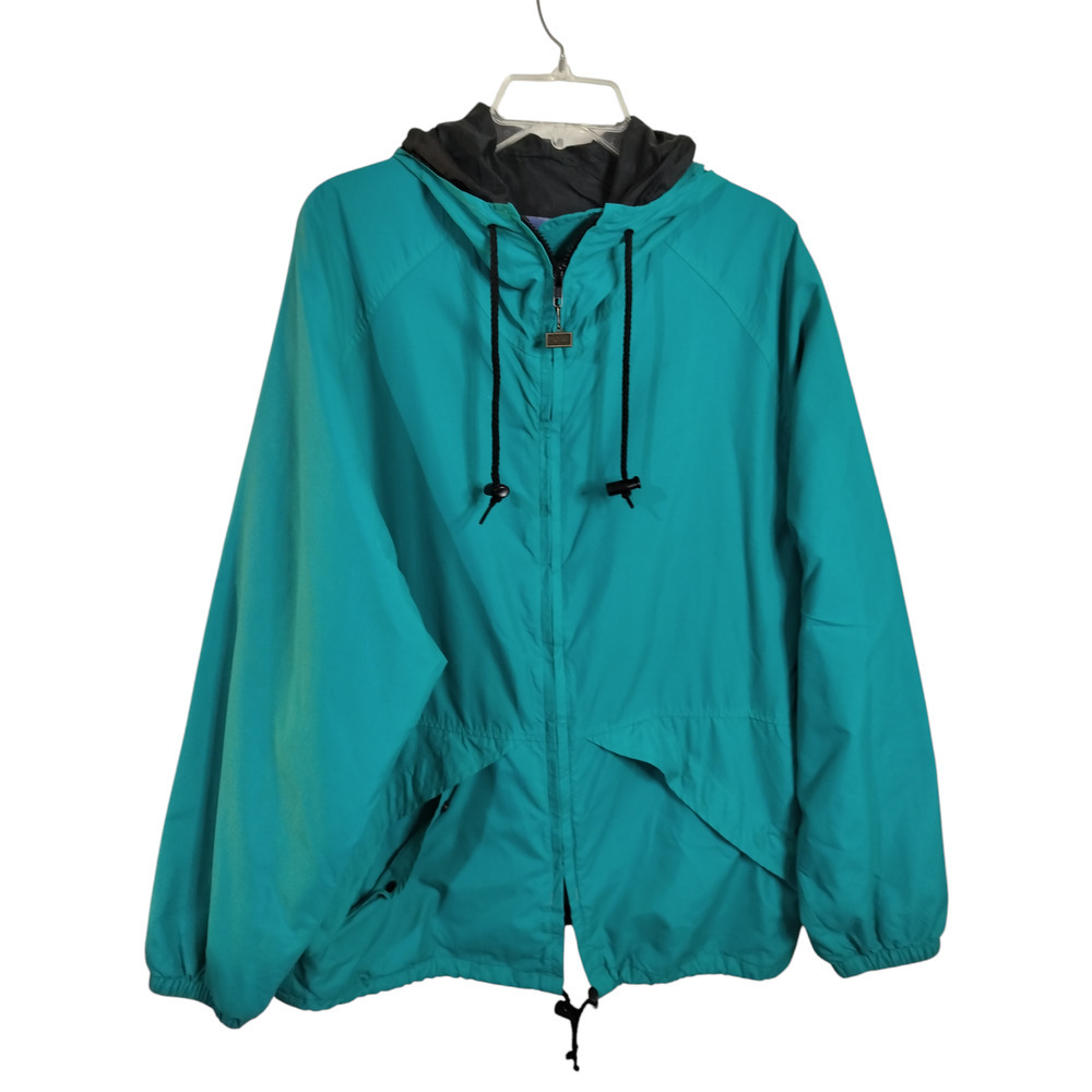 M538) Vintage Walls Water Pruf Green Full Zip Hooded Jacket Large?